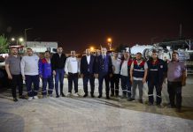 KİLİS BELEDİYESİ BAŞKAN YARDIMCILARI ÇAĞLAR YAŞAR VE ATİLA YILDIRIM GECE ÇALIŞMALARINI İNCELEDİ